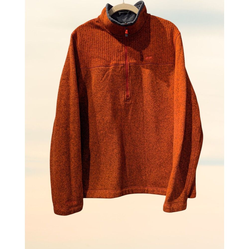 Koppen mens pullover long sleeve orange w/gray collar sweater  Sz XL